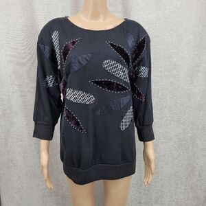 Bonnie and Bill Vintage 80s Embellished Sweater Whimsigoth Dolman Sleeve Glam
